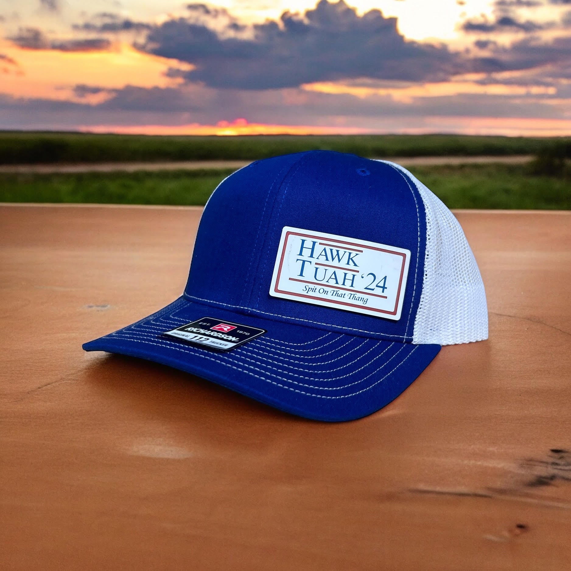 hauck tuah hats Hawk Tuah '24 Richardson 112 Trucker Hat Blue/White – LazeNgrave Dynamic Solutions LLC